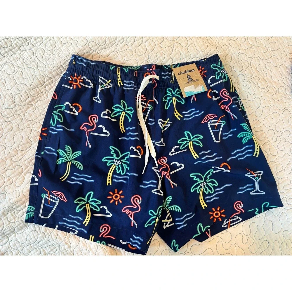 Chubbies The Neon‎ Lights Swim Trunks Mens Medium 5.5 Inseam 2-in-1 Liner